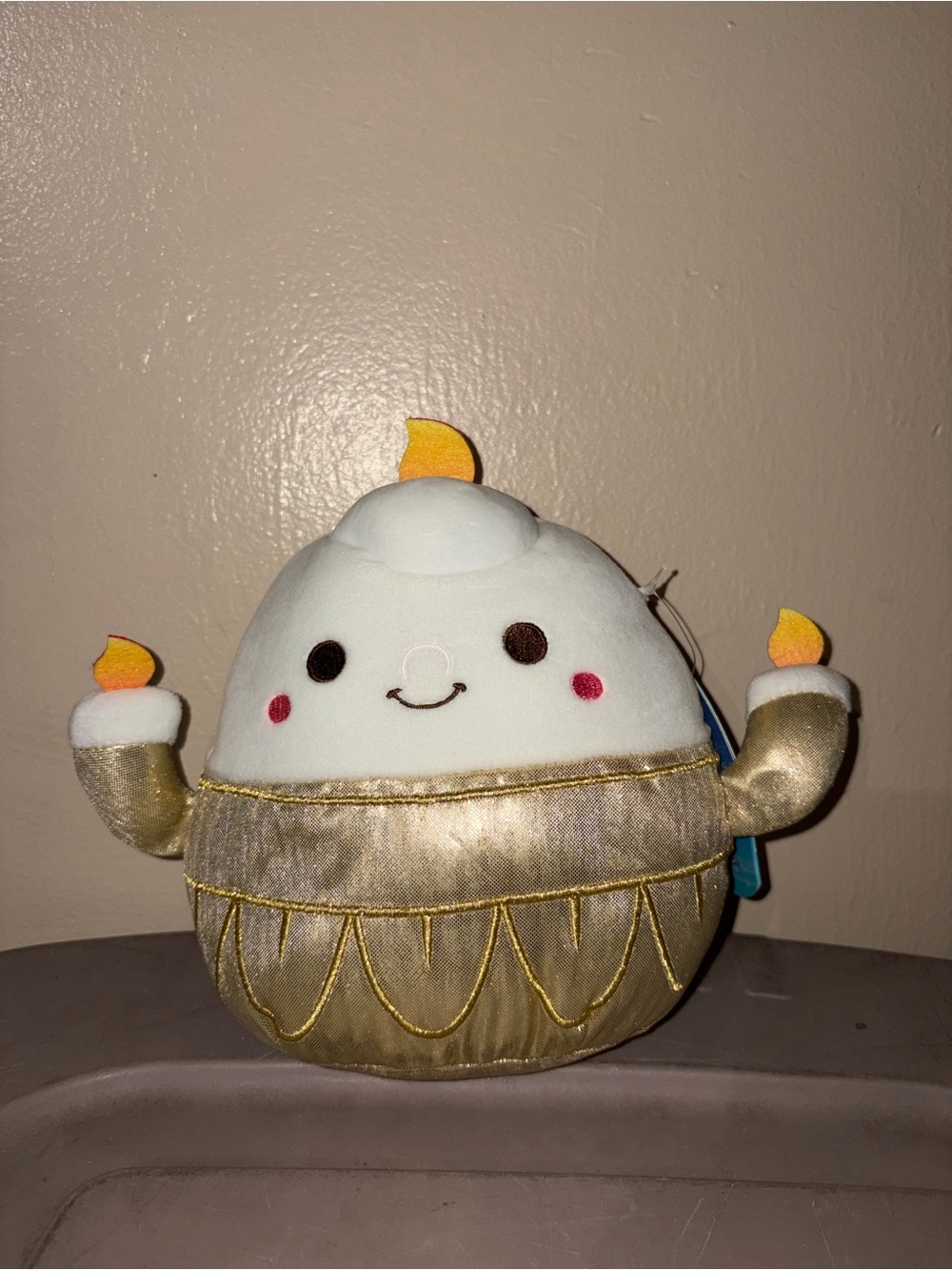 White and Gold Candle Plush Decorative Accent - Cute Holiday Plush